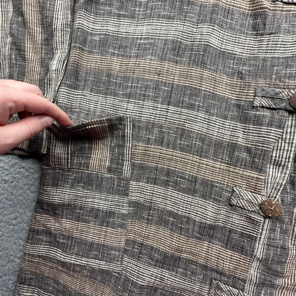 Yasuko Kurisaka Striped Brown Gray Pocket Button Sweater Coat Jacket Women Large - Picture 6 of 12